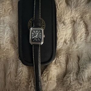 Classic Black Leather Women's Watch - Black Dial